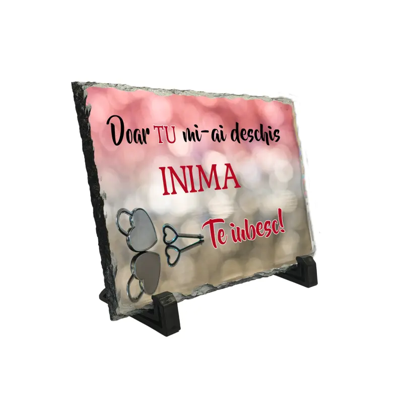 Doar tu mi-ai deschis inima, piatra ardezie personalizata, cu mesaj model pa033